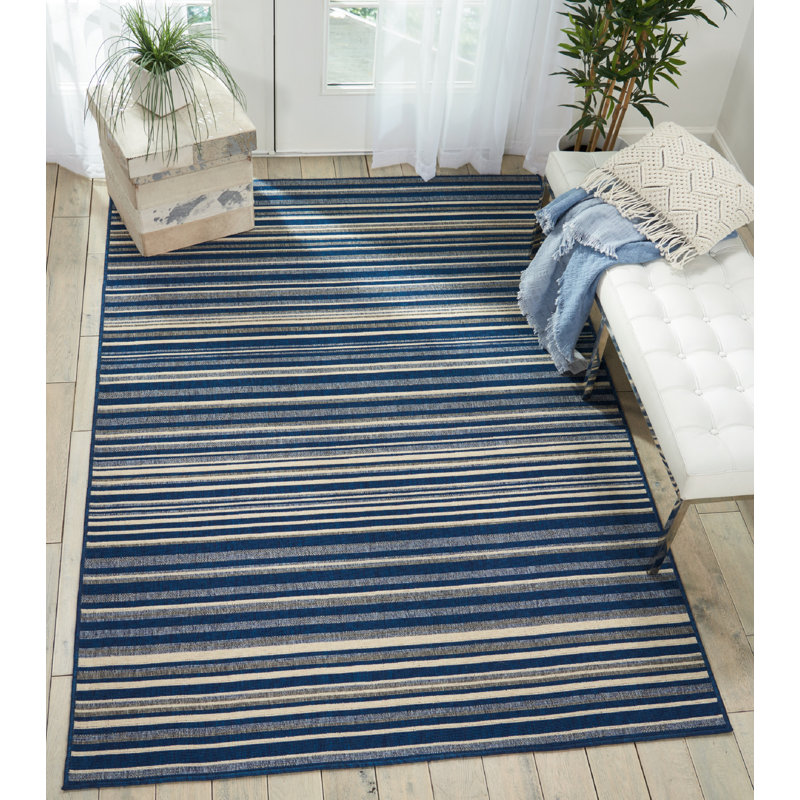 Breakwater Bay Jed Striped Navy Blue/Cream Area Rug & Reviews Wayfair.ca